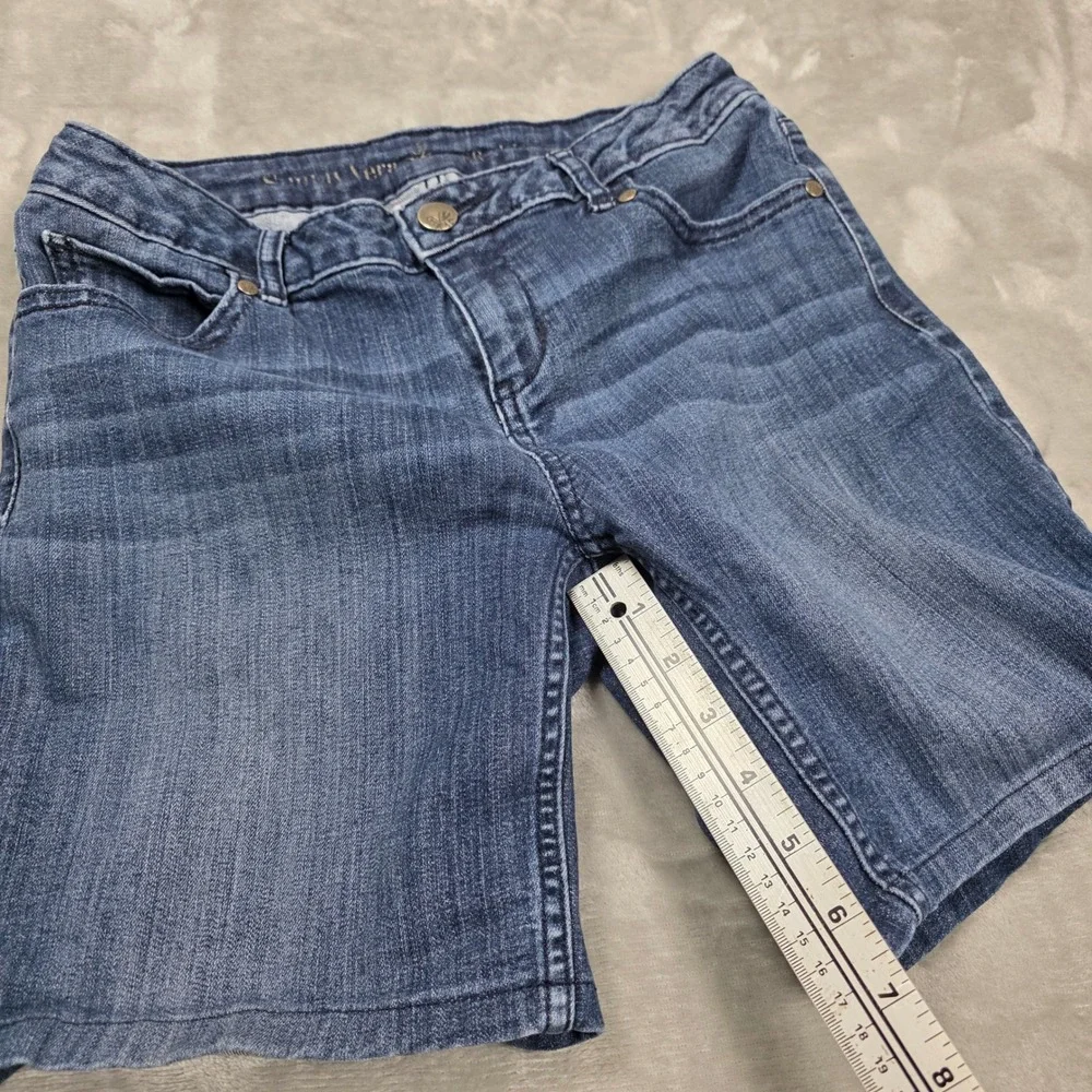 Simply Vera Vera Wang‎ Blue Medium Wash Long Denim Shorts Sz 2 Mid Thigh